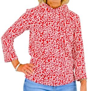 Sailor-Sailor Mock Turtleneck Red Leopardess Top | SIZE S
